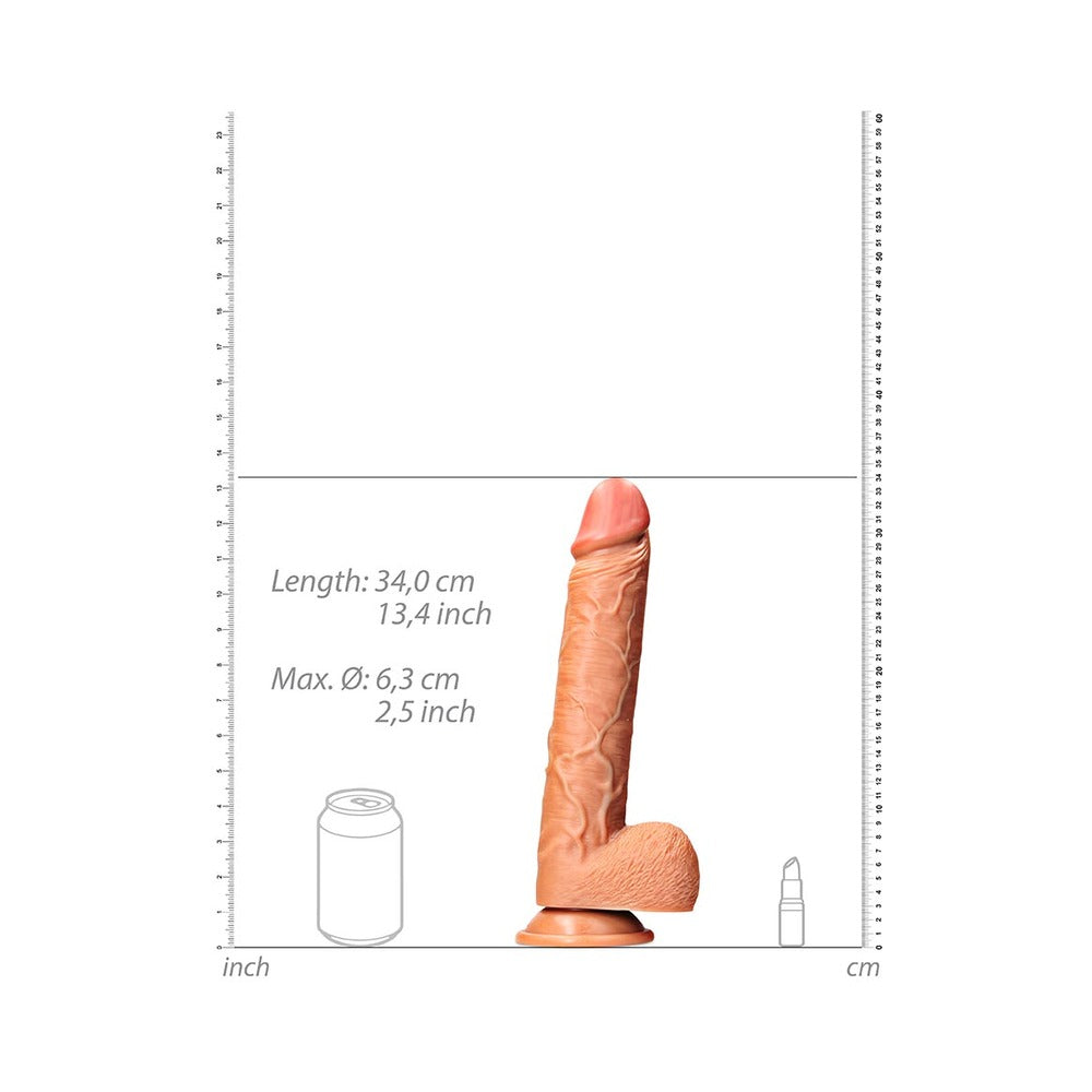 Realrock Straight Realistic Dildo With Balls And Suction Cup 12 In. Tan