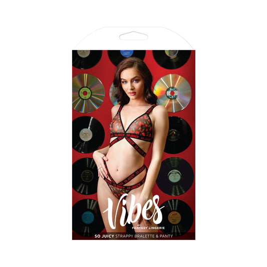 Vibes So Juicy Strappy Bralette & Panty S/m Black