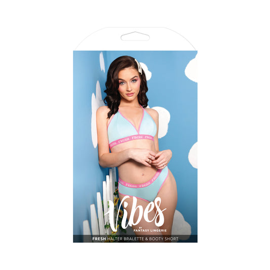 Vibes  Fresh Halter Bralette & Booty Short M/l Light Blue