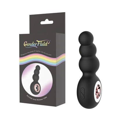 Gender Fluid Quiver Anal Ring Bead Vibe Silicone Black