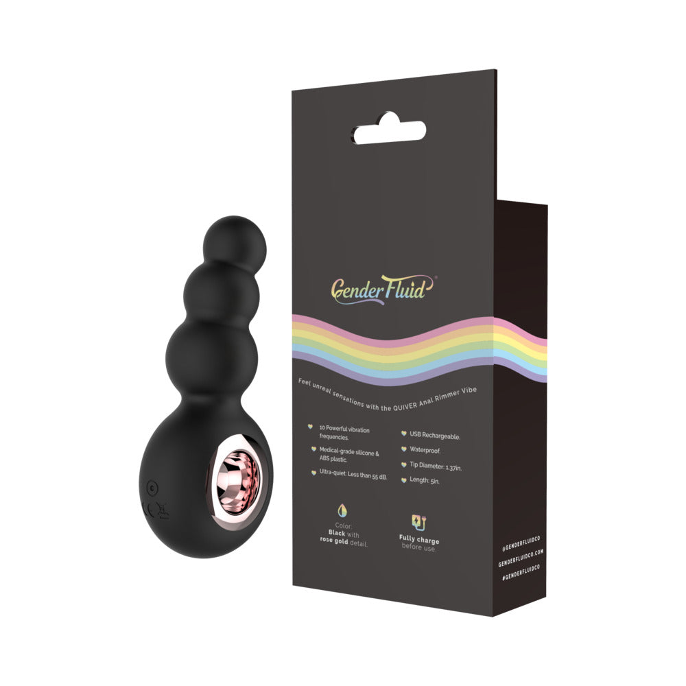 Gender Fluid Quiver Anal Ring Bead Vibe Silicone Black