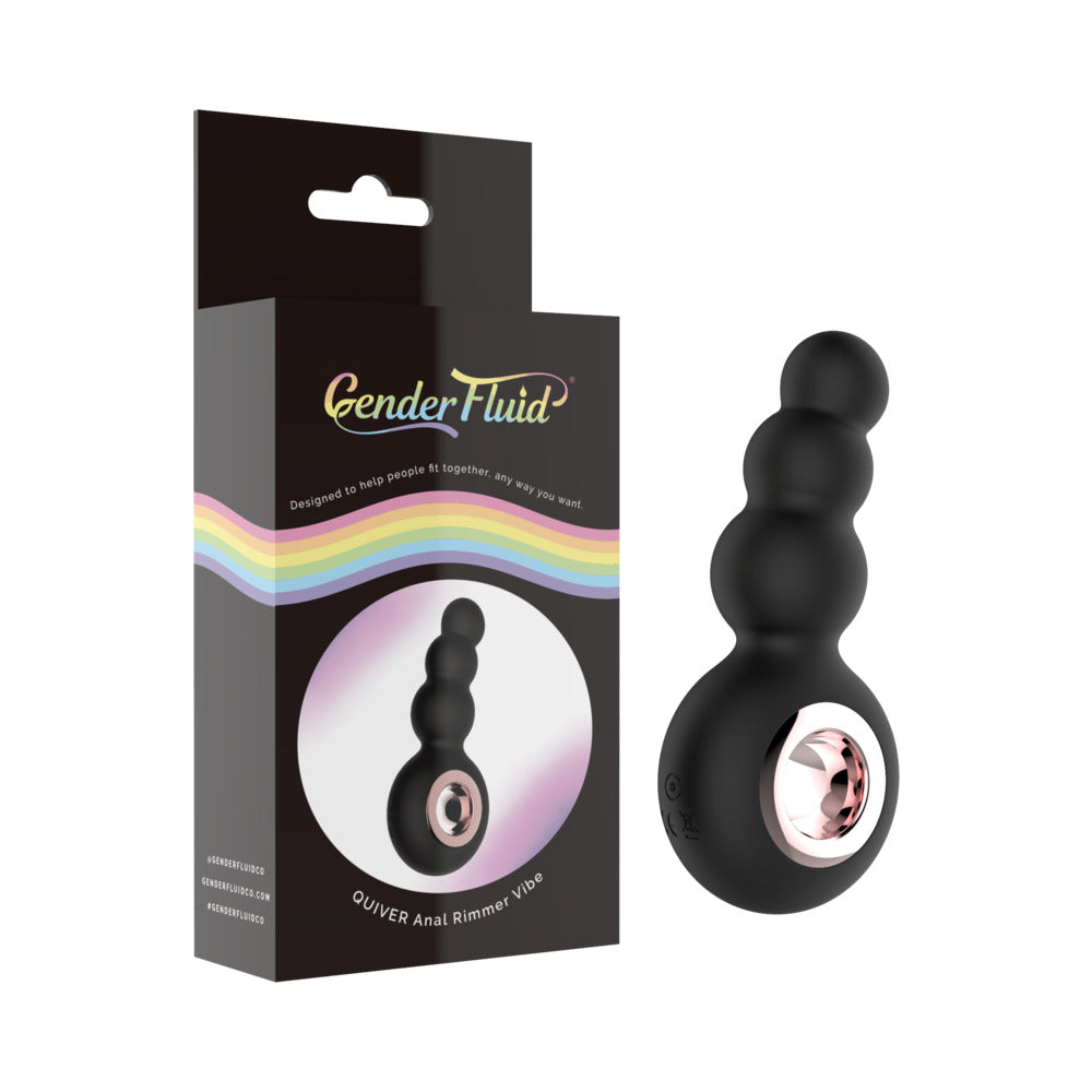 Gender Fluid Quiver Anal Ring Bead Vibe Silicone Black