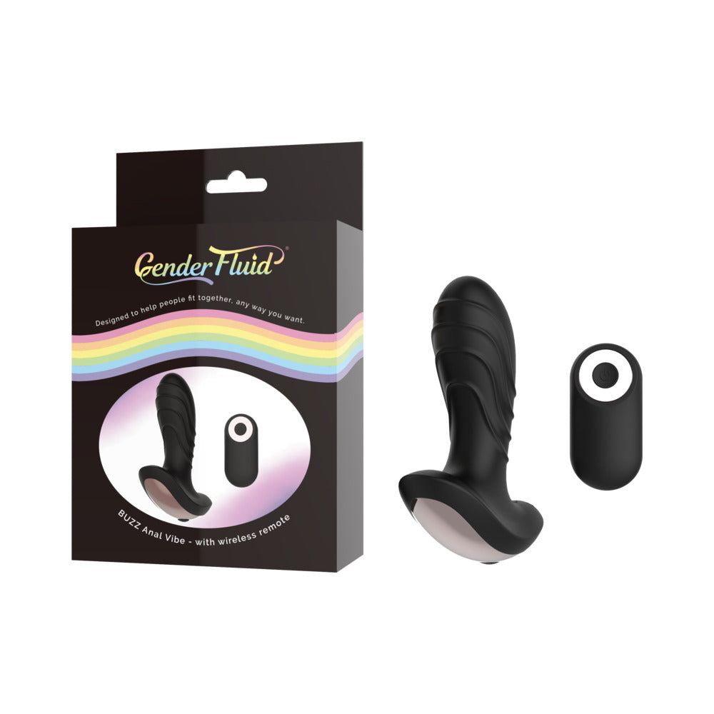 Gender Fluid Buzz Anal Vibe With Remote Silicone Black