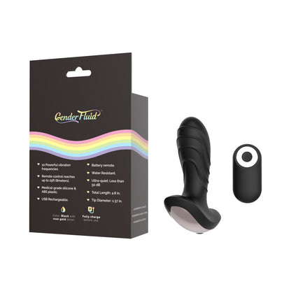 Gender Fluid Buzz Anal Vibe With Remote Silicone Black