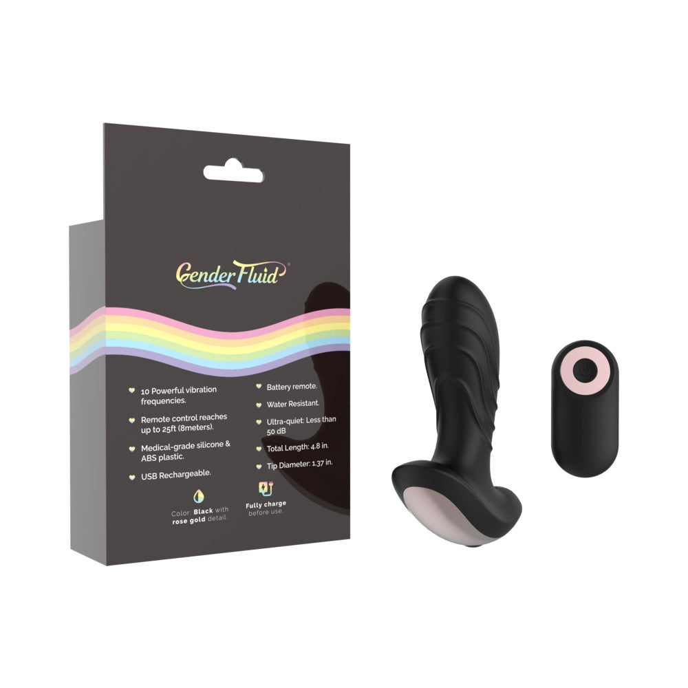 Gender Fluid Buzz Anal Vibe With Remote Silicone Black