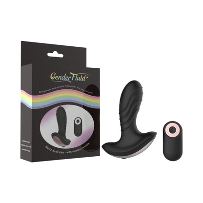 Gender Fluid Buzz Anal Vibe With Remote Silicone Black