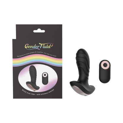 Gender Fluid Buzz Anal Vibe With Remote Silicone Black