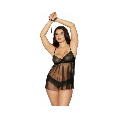 Dreamgirl Babydoll With G-string Black Os