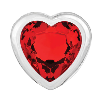 Adam & Eve Red Heart Gem Glass Plug Large Red