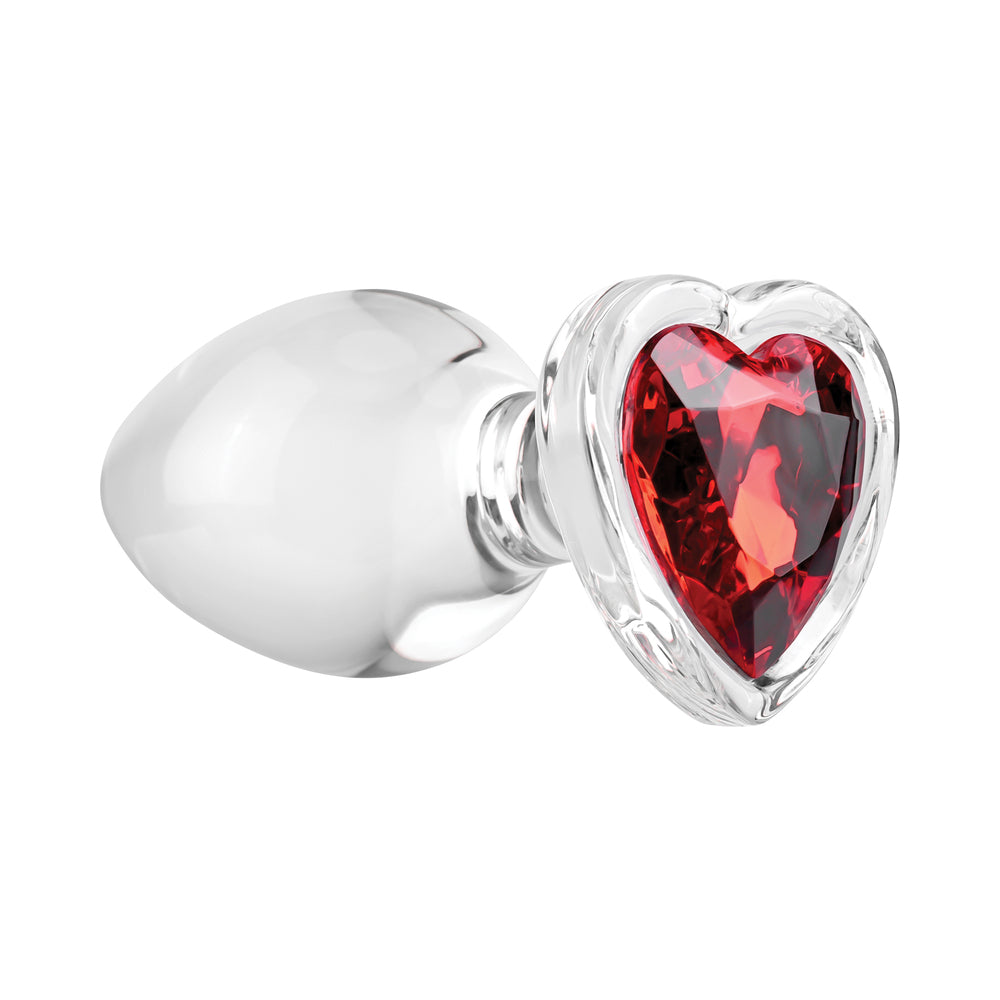 Adam & Eve Red Heart Gem Glass Plug Large Red