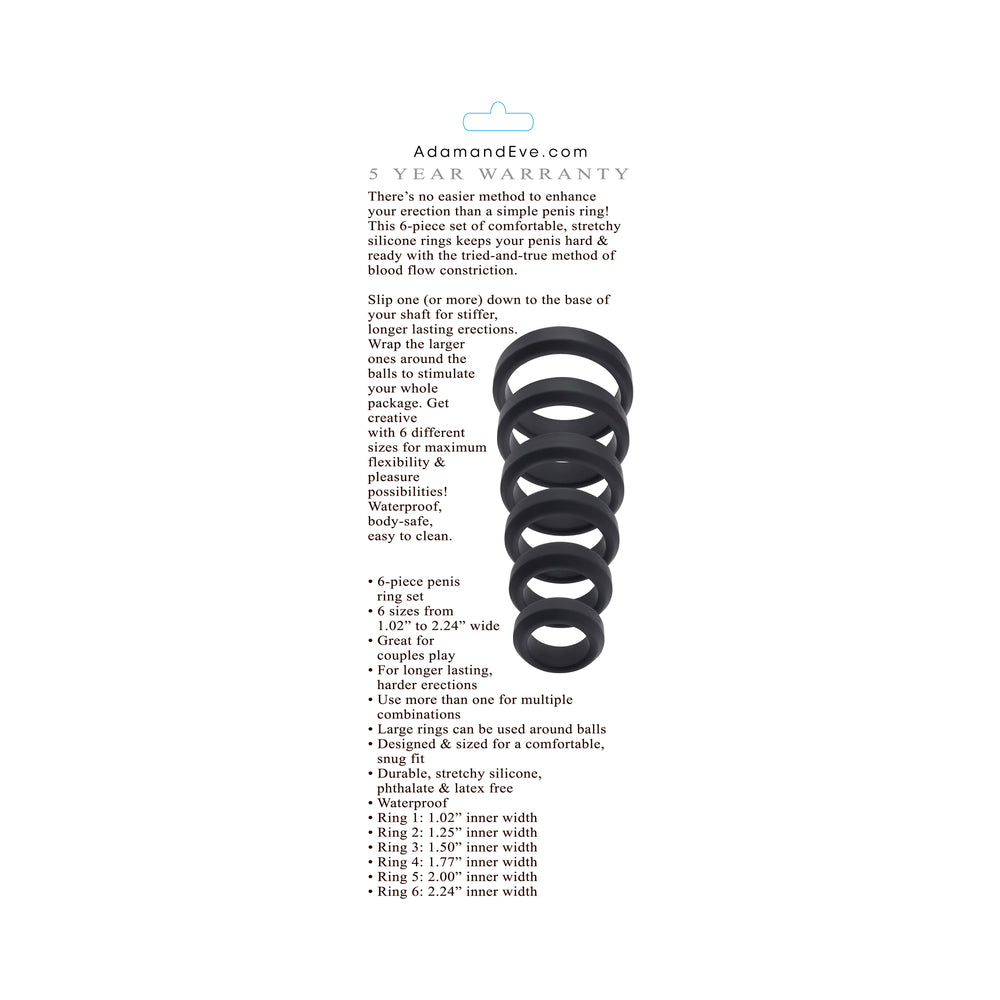A&E 6-Piece Penis Ring Set