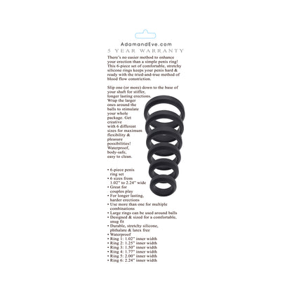 A&E 6-Piece Penis Ring Set