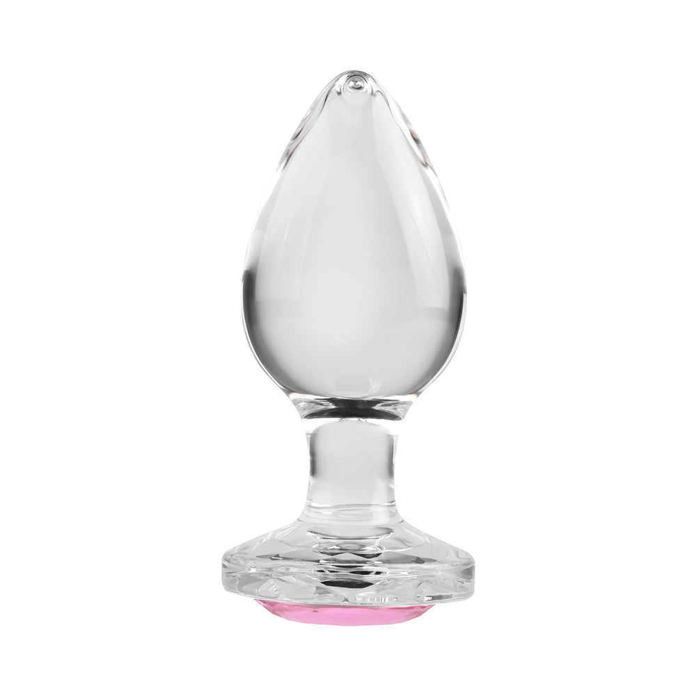 Adam & Eve Pink Gem Glass Plug - Large