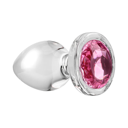 Adam & Eve Pink Gem Glass Plug - Large