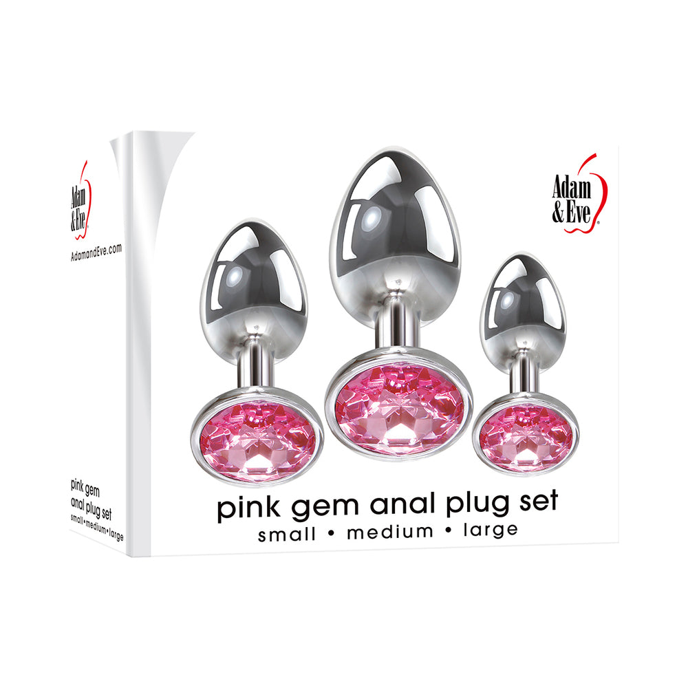 Adam & Eve Pink Gem Glass Plug Set