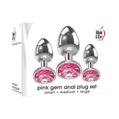 Adam & Eve Pink Gem Glass Plug Set