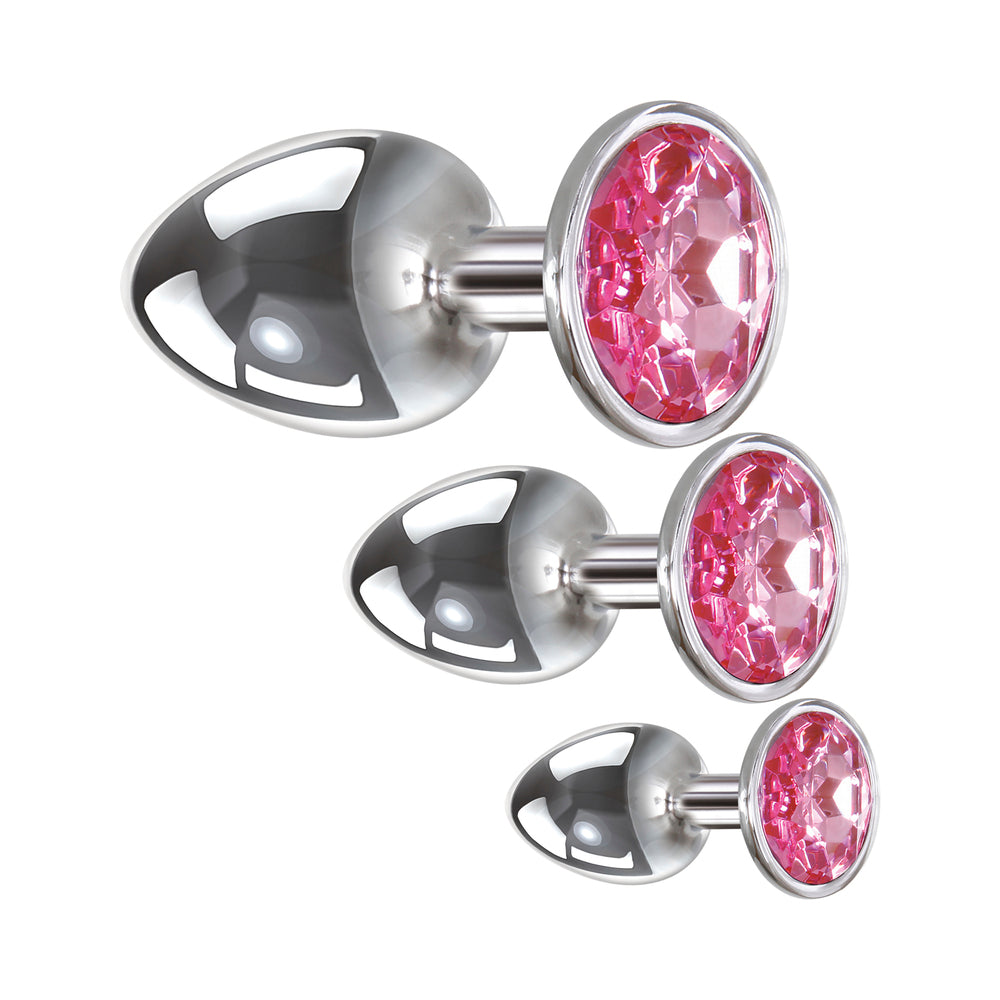 Adam & Eve Pink Gem Glass Plug Set