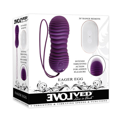 Evolved Eager Egg Vibrating & Thrusting Egg w/Remote - Purple