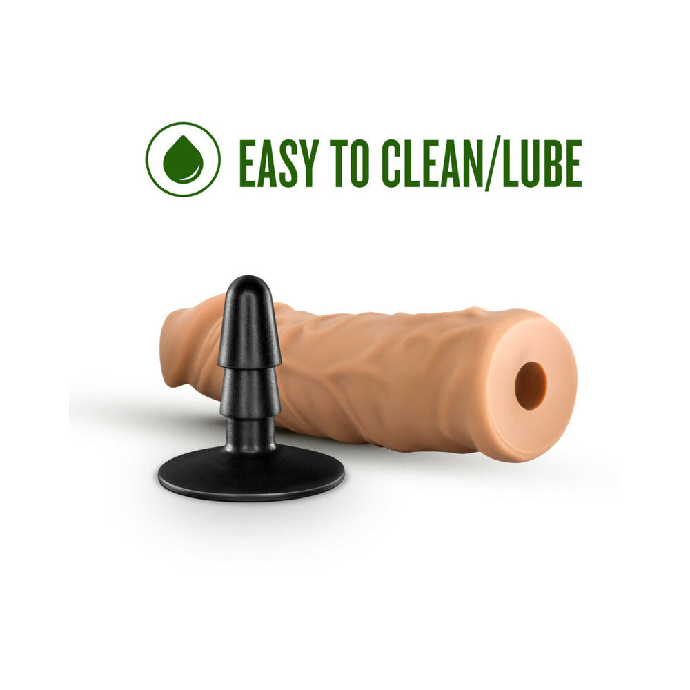 Lock On Argonite Dildo With Suction Cup Adapter 8 In. Mocha