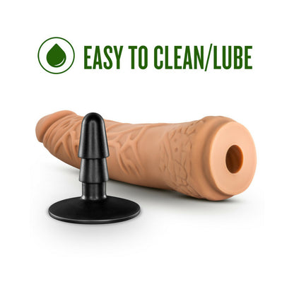 Lock On Hexanite Dildo With Suction Cup Adapter 7.5 In. Mocha