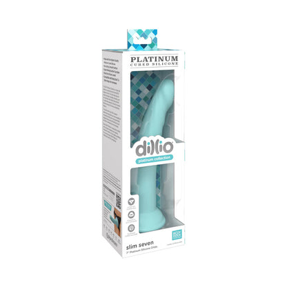 Dillio Platinum Slim Seven Silicone Dildo 7 In. Teal