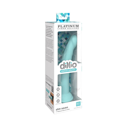 Dillio Platinum Slim Seven Silicone Dildo 7 In. Teal