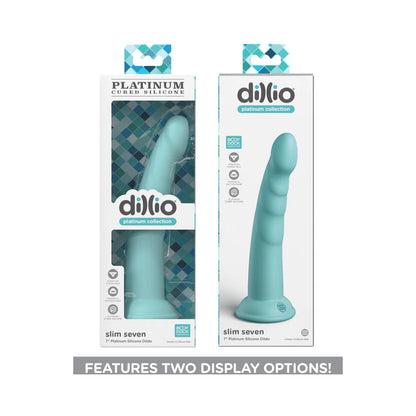 Dillio Platinum Slim Seven Silicone Dildo 7 In. Teal