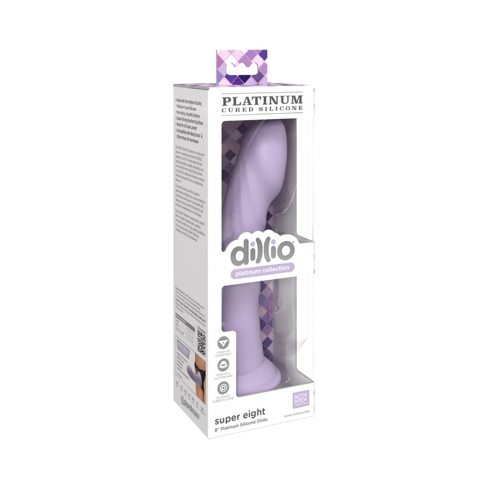 Dillio Platinum Super Eight Silicone Dildo 8 In. Purple