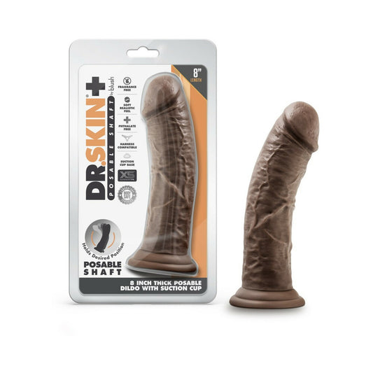 Dr. Skin Plus Thick Posable Dildo 8 In. Chocolate