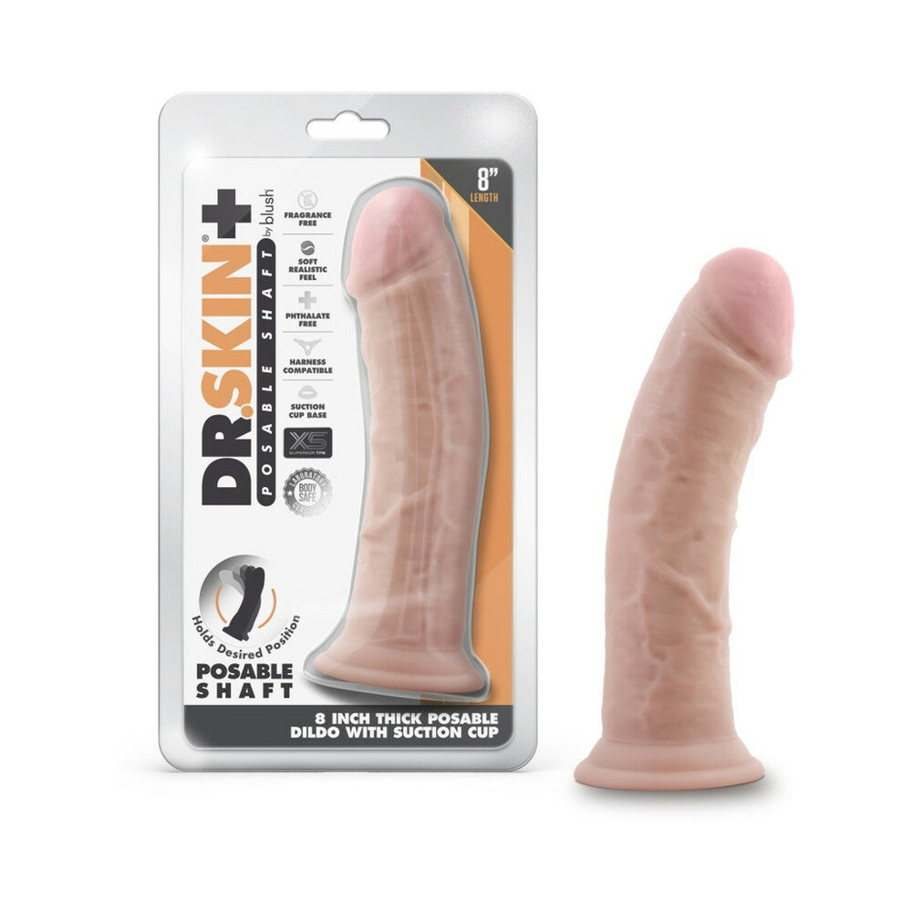 Dr. Skin Plus Thick Posable Dildo 8 In. Vanilla