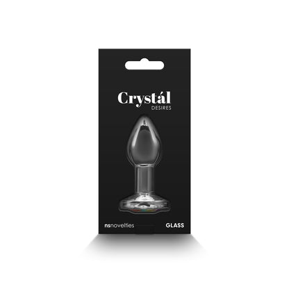 Crystal Desires Glass Round Gem Butt Plug Small - Rainbow