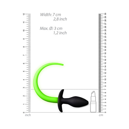 Ouch! Glow Puppy Tail Plug - Glow In The Dark - Green