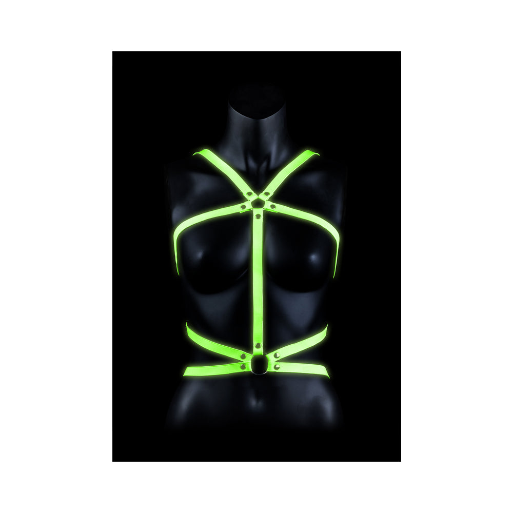 Ouch! Glow Body Harness - Glow In The Dark - Green - L/xl