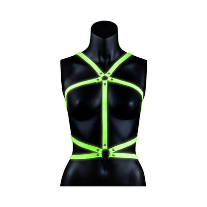 Ouch! Glow Body Harness - Glow In The Dark - Green - S/m