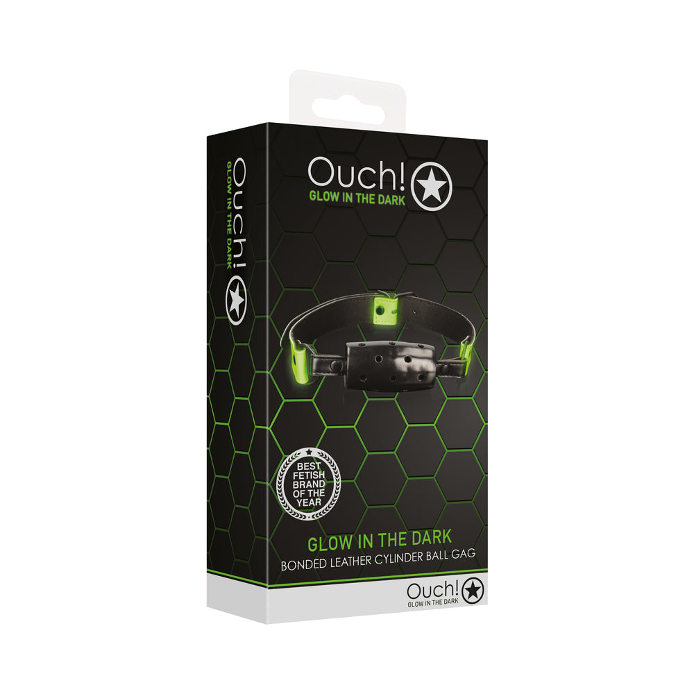 Ouch! Glow Cylinder Gag - Glow In The Dark - Green