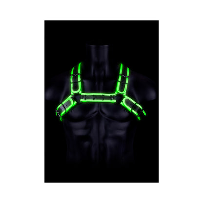 Ouch! Glow Buckle Bulldog Harness - Glow In The Dark - Green - L/xl