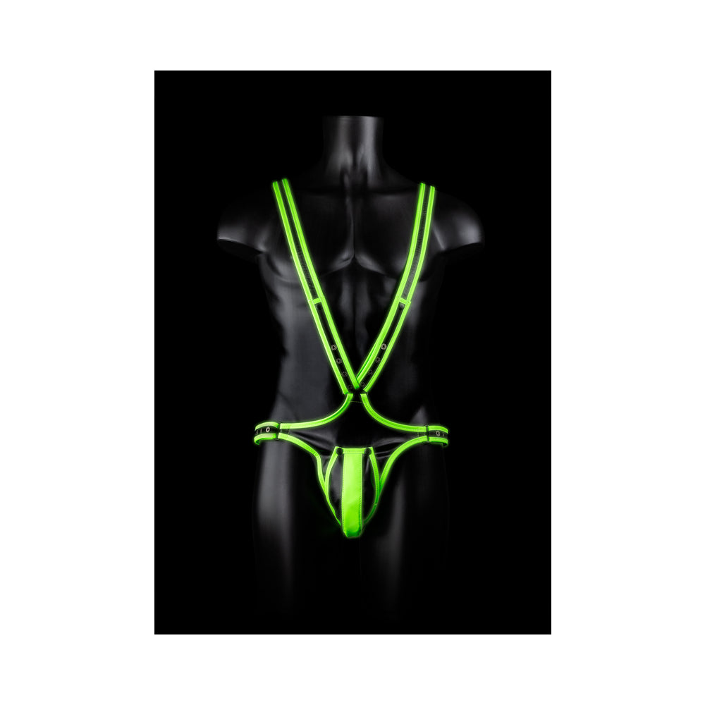 Ouch! Glow Full Body Harness - Glow In The Dark - Green - L/xl