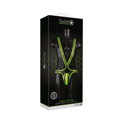 Ouch! Glow Full Body Harness - Glow In The Dark - Green - S/m