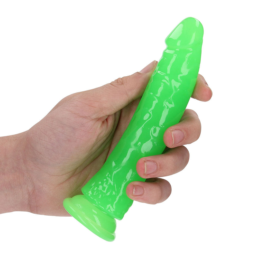 Realrock Glow In The Dark Slim 6 In. Dildo Neon Green