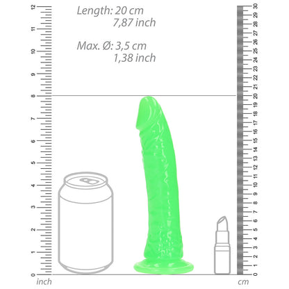 Realrock Glow In The Dark Slim 7 In. Dildo Neon Green