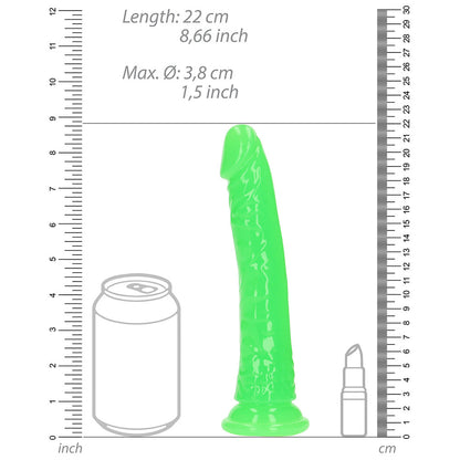 Realrock Glow In The Dark Slim 8 In. Dildo Neon Green