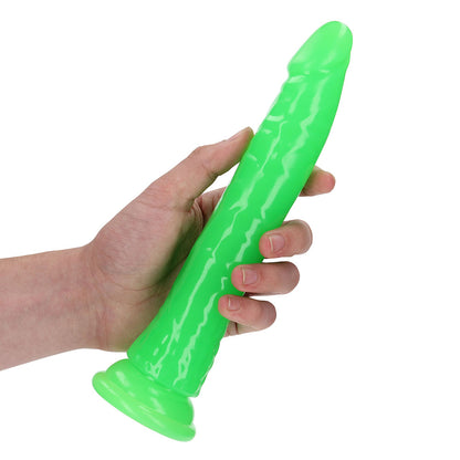 Realrock Glow In The Dark Slim 9 In. Dildo Neon Green