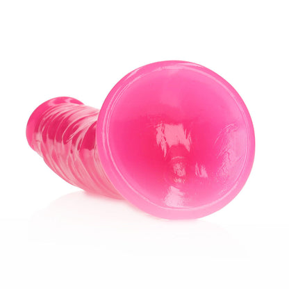 Realrock Glow In The Dark Slim 7 In. Dildo Neon Pink