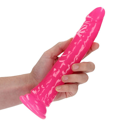 Realrock Glow In The Dark Slim 9 In. Dildo Neon Pink