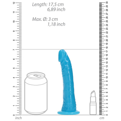 Realrock Glow In The Dark Slim 6 In. Dildo Neon Blue