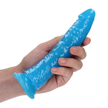 Realrock Glow In The Dark Slim 7 In. Dildo Neon Blue