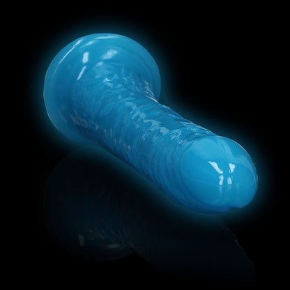 Realrock Glow In The Dark Slim 8 In. Dildo Neon Blue