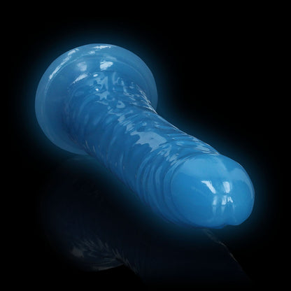 Realrock Glow In The Dark Slim 9 In. Dildo Neon Blue