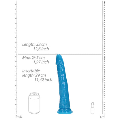 Realrock Glow In The Dark Slim 11 In. Dildo Neon Blue