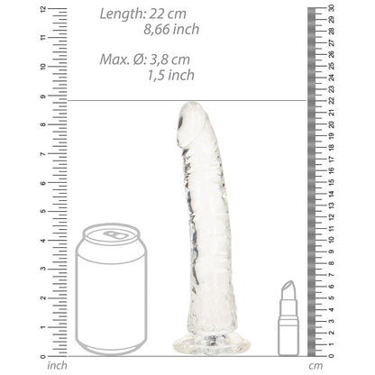 Realrock Crystal Clear Slim 8 In. Dildo Clear